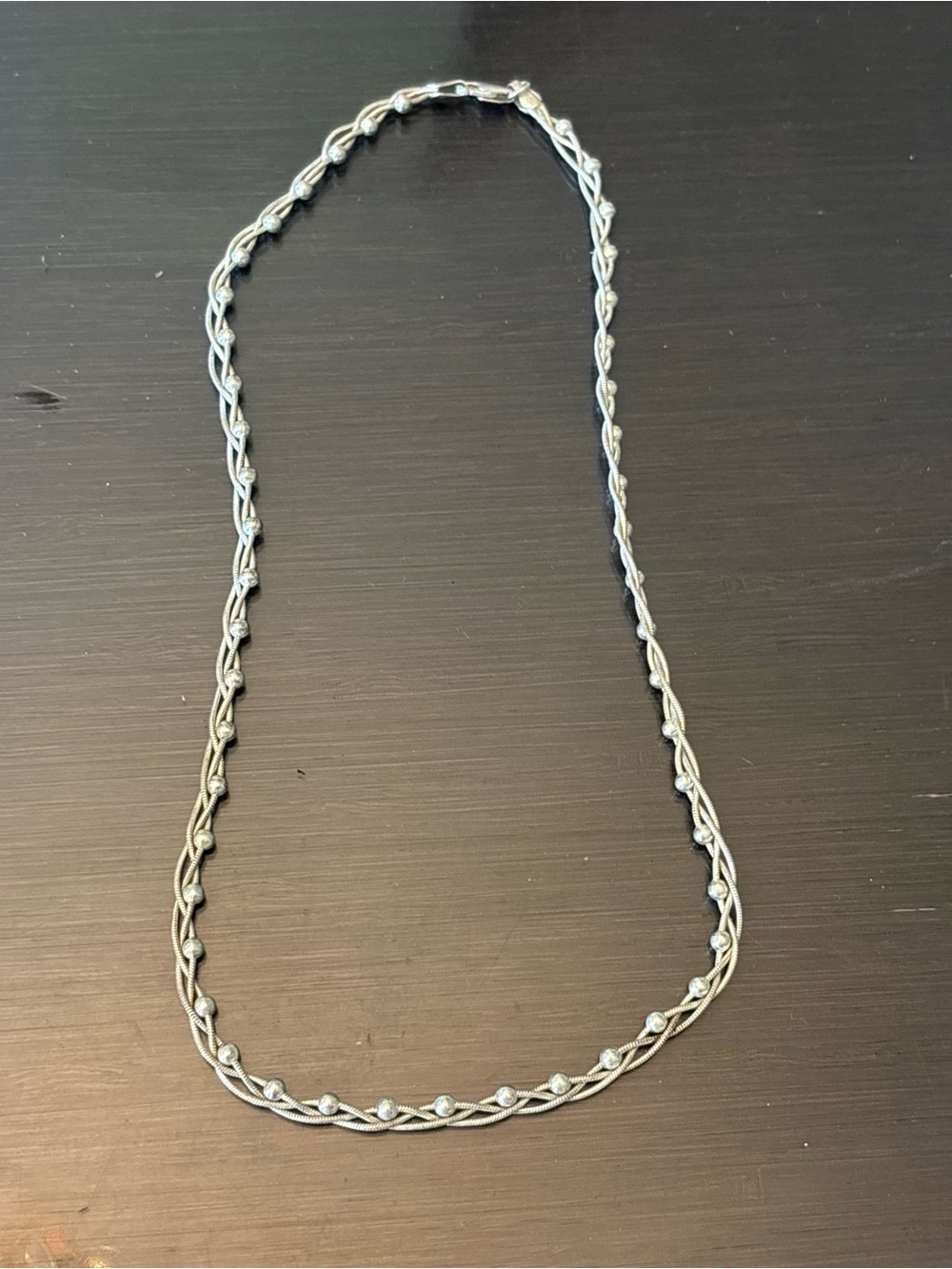 Delicate Silver 925 made in Italy Braided Bead Necklace - Women Jewelry